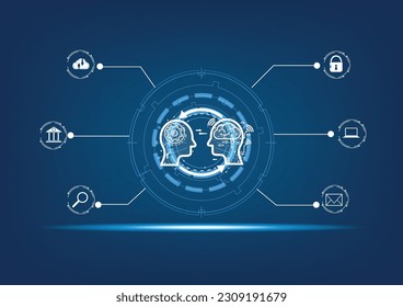 artificial intelligence by enter command prompt for generates something, Artificial intelligence, machine learning and modern computer technologies concepts.