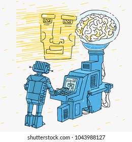 Artificial Intelligence Cartoon Vector Illustration