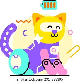 Artificial intelligence Cat Robot illustration