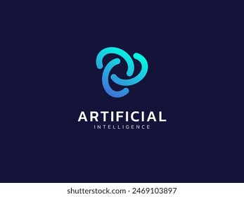 Inteligencia artificial con red de enlace de cadena Tecnología Análisis Infinity trenzado concepto de diseño de Vector. Símbolo del logotipo de la tecnología de la IA para la tecnología avanzada, compañía de tecnología, iu, negocio, Web.