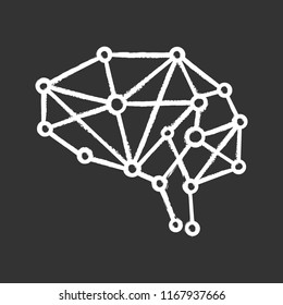 Artificial intelligence chalk icon. Neural network. Digital brain. Neurotechnology. Isolated vector illustration