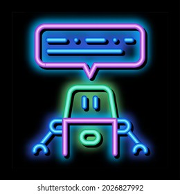 Artificial Intelligence Chat Bot neon light sign vector. Glowing bright icon transparent symbol illustration