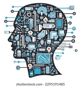 Artificial intelligence chat bot vector illustration isolated