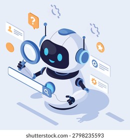 Artificial Intelligence Chatbot Assistant Illustration Featuring Conversational AI Machine Learning Automation Customer Support Virtual Technology Interface for Digital Communication Applications and Business Services