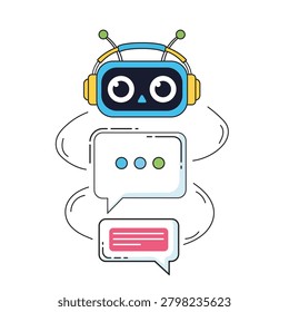 Artificial Intelligence Chatbot Illustration Featuring Virtual Assistant Conversational AI Customer Support Automation Messaging Technology and Smart Communication System Design