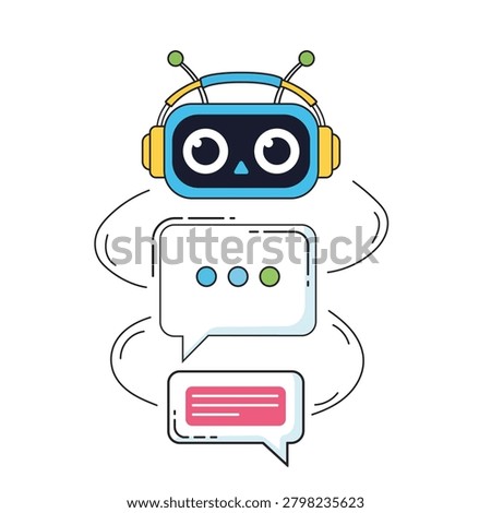 Artificial Intelligence Chatbot Illustration Featuring Virtual Assistant Conversational AI Customer Support Automation Messaging Technology and Smart Communication System Design