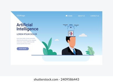 Artificial Intelligence, Chatbot, using and chatting artificial intelligence chat bot developed by tech company. Digital chat bot, robot application, conversation assistant concept flat vector
