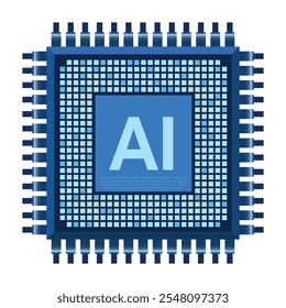 Chip de inteligência artificial. Conceito de processador de IA. Processador de microchip futurista. Símbolo do chip AI. Conceito de inovação tecnológica. Ilustração vetorial