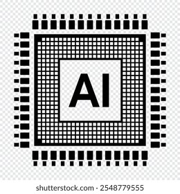 Artificial intelligence chip. AI processor concept. Futuristic microchip processor. AI chip symbol. Technology innovation concept. Vector illustration