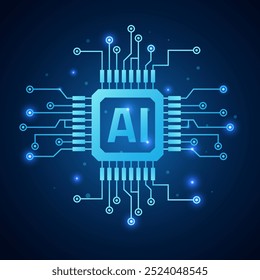 Artificial intelligence chip. AI technology background, banner concept.