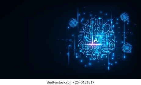 Conceito de chip de inteligência artificial. Resumo da inovação da tecnologia digital.