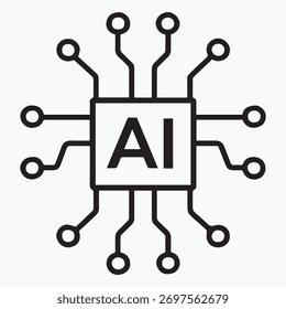 Ícone de chip de inteligência artificial - vetor de conceito de tecnologia de processador AI