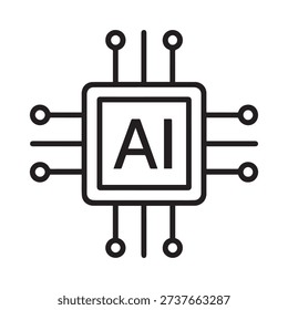 Artificial Intelligence Chip Icon – Machine Learning and Advanced Computing Vector