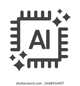 Vetor de ícone de chip de inteligência artificial com símbolo de tecnologia Sparkle para aplicativo digital e site
