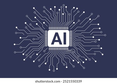 Artificial intelligence chip processor isolated on white. AI concept. CPU.