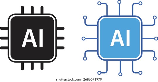 Ícone Do Vetor De Chip De Inteligência Artificial. Ai chip vetor.	