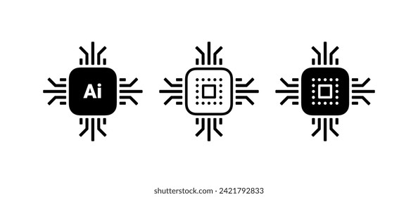 Artificial intelligence chips. Vector icons