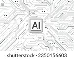 Artificial intelligence chipset on circuit board in futuristic concept technology artwork for web, banner, card, cover. Vector illustration