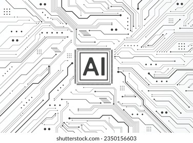 Artificial intelligence chipset on circuit board in futuristic concept technology artwork for web, banner, card, cover. Vector illustration