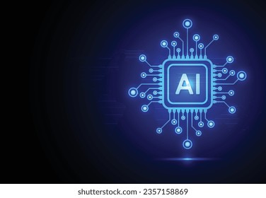 Artificial intelligence chipset on circuit board in futuristic concept technology artwork for web, banner, card, cover. Vector illustration