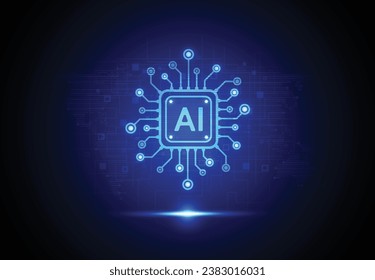 Artificial intelligence chipset on circuit board in futuristic concept technology artwork for web, banner, card, cover. Vector illustration