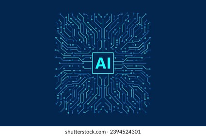 Chipset de inteligencia artificial en placa de circuito. Concepto futurista. Antecedentes de tecnología de alta tecnología