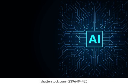 Artificial intelligence chipset on circuit board. Futuristic concept. High-tech technology background