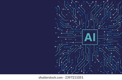 Artificial intelligence chipset on circuit board. Futuristic concept. High-tech technology background