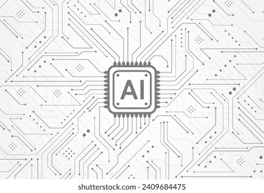 Artificial intelligence chipset on circuit board in futuristic concept technology artwork for web, banner, card, cover. Vector illustration