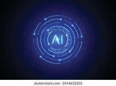 Artificial intelligence chipset on circuit board in futuristic concept technology artwork for web, banner, card, cover. Vector illustration