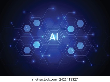Artificial intelligence chipset on circuit board in futuristic concept technology artwork for web, banner, card, cover. Vector illustration