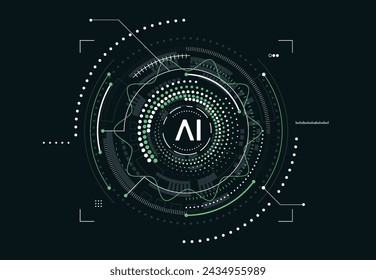 Artificial intelligence chipset on circuit board in futuristic concept technology artwork for web, banner, card, cover. Vector illustration