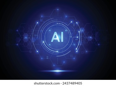 Artificial intelligence chipset on circuit board in futuristic concept technology artwork for web, banner, card, cover. Vector illustration