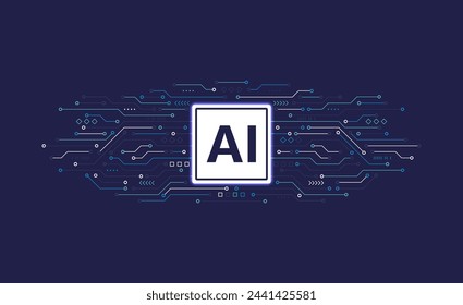 Artificial intelligence chipset on circuit board. Futuristic concept. High-tech technology background