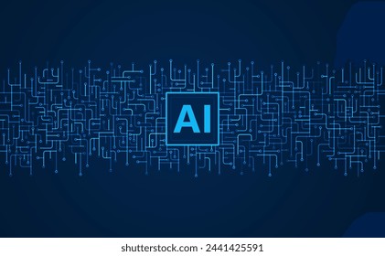 Artificial intelligence chipset on circuit board. Futuristic concept. High-tech technology background