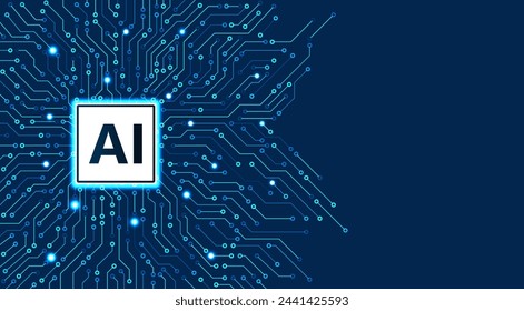 Artificial intelligence chipset on circuit board. Futuristic concept. High-tech technology background