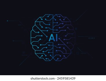 Conjunto de chips de inteligencia artificial en placa de circuito en tecnología de concepto futurista de arte para Web, Anuncio, tarjeta, cubierta. Ilustración vectorial