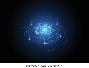 Artificial intelligence chipset on circuit board in futuristic concept technology artwork for web, banner, card, cover. Vector illustration
