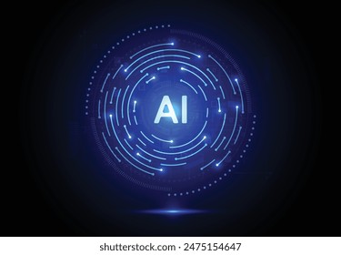 Artificial intelligence chipset on circuit board in futuristic concept technology artwork for web, banner, card, cover. Vector illustration