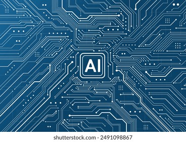Artificial intelligence chipset on circuit board in futuristic concept technology artwork for web, banner, card, cover. Vector illustration