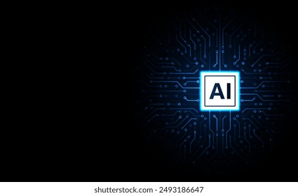 Conjunto de chips de inteligencia artificial en placa de circuito. Concepto futurista. Fondo de tecnología de alta tecnología