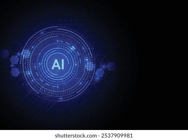 Chipset de inteligência artificial na placa de circuito em tecnologia de conceito futurista arte para web, banner, cartão, capa. Ilustração vetorial