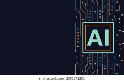Artificial intelligence chipset on circuit board. Futuristic concept. High-tech technology background