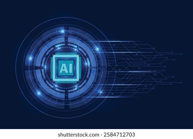 Artificial intelligence chipset on circuit board in futuristic concept technology background