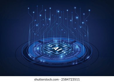 Artificial intelligence chipset on circuit board in futuristic concept technology background