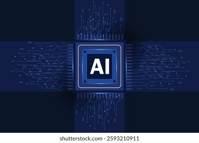 Artificial intelligence chipset on circuit board in futuristic concept technology background