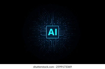 Artificial intelligence chipset on circuit board. Futuristic concept. High-tech technology background