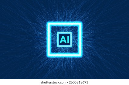 Artificial intelligence chipset on circuit board. Futuristic concept. High-tech technology background