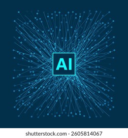 Artificial intelligence chipset on circuit board. Futuristic concept. High-tech technology background