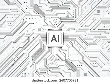 Artificial intelligence chipset on circuit board in futuristic concept technology artwork for web, banner, card, cover. Vector illustration